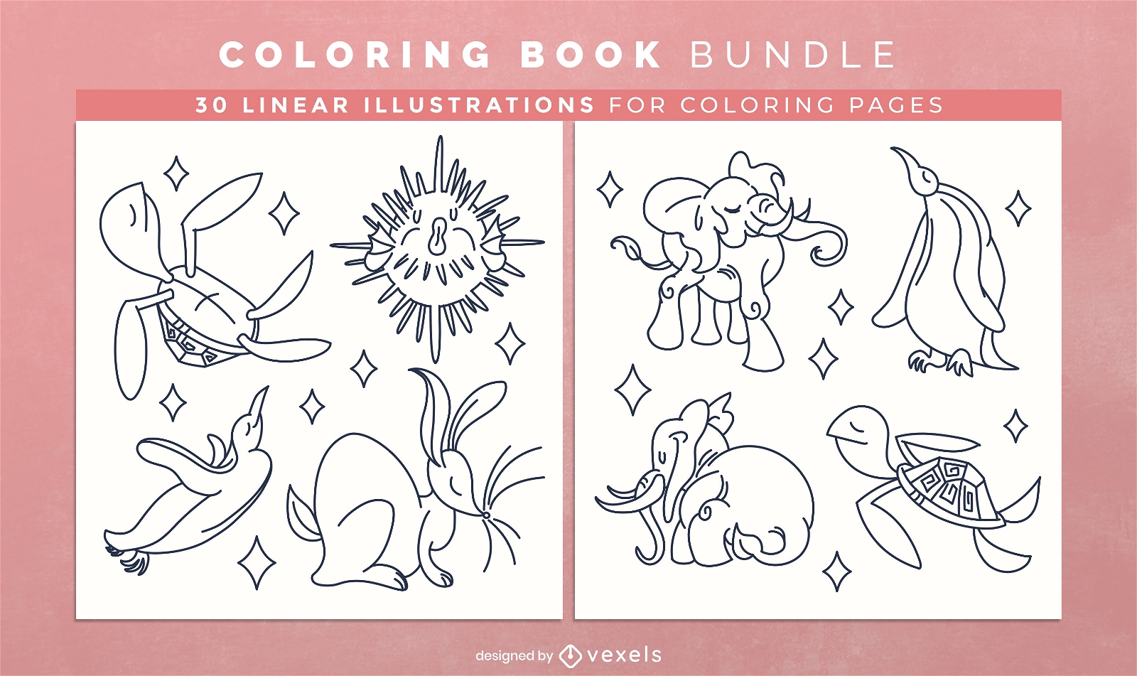 Animales con estilo para colorear Coloring Book Design Pages