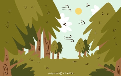 Design de ilustração de fundo de floresta