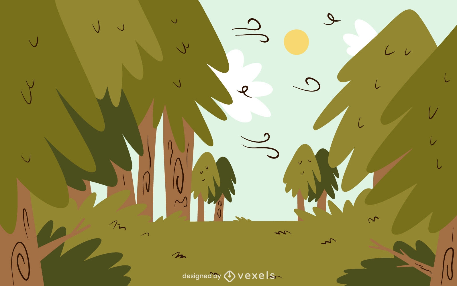 Diseño de ilustración de fondo de bosque