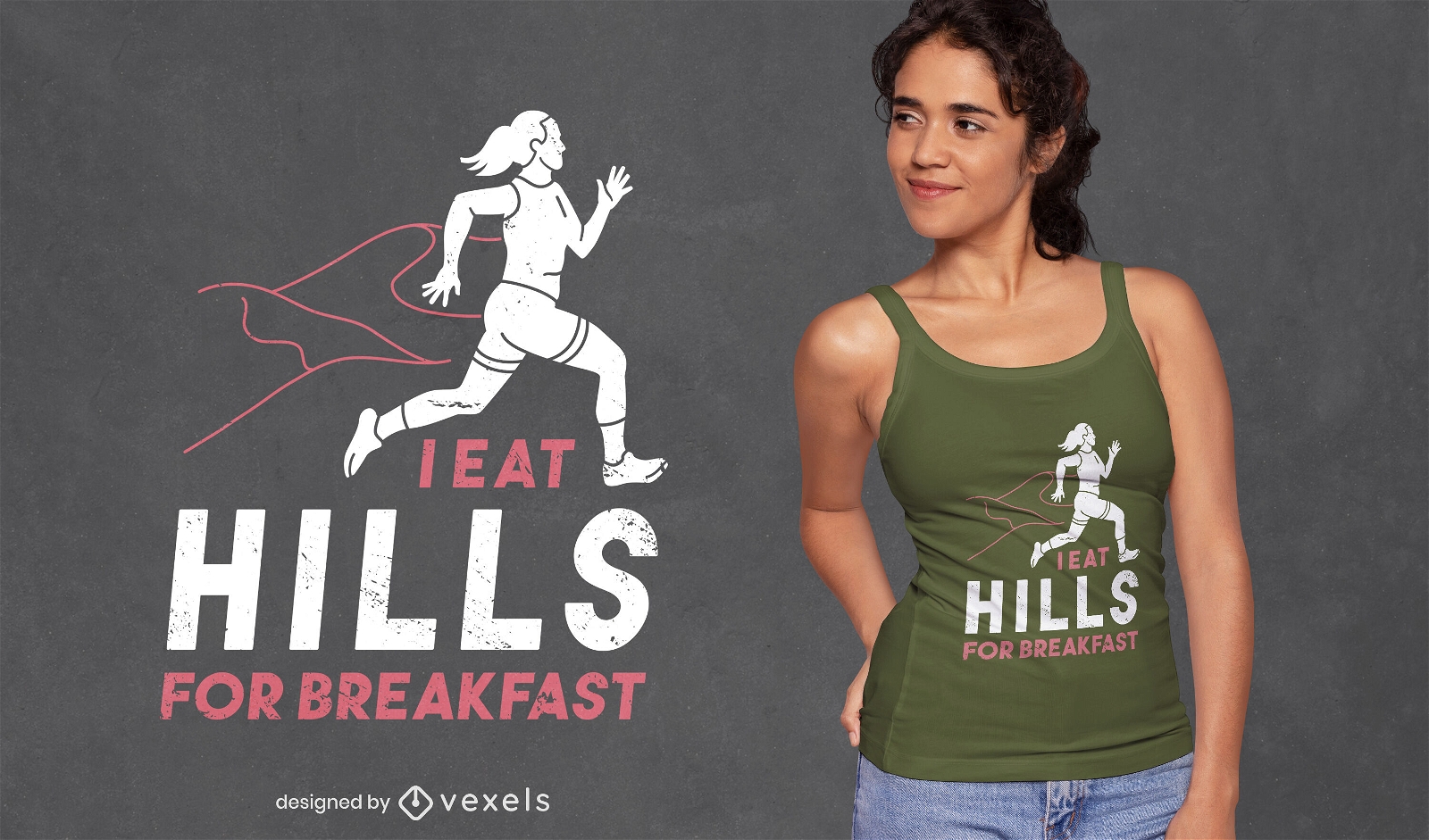 Diseño de camiseta con cita de Running Hills
