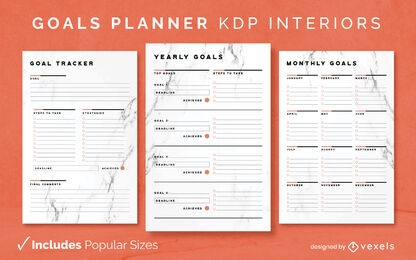 Marble goal planner Diary Design Template KDP 