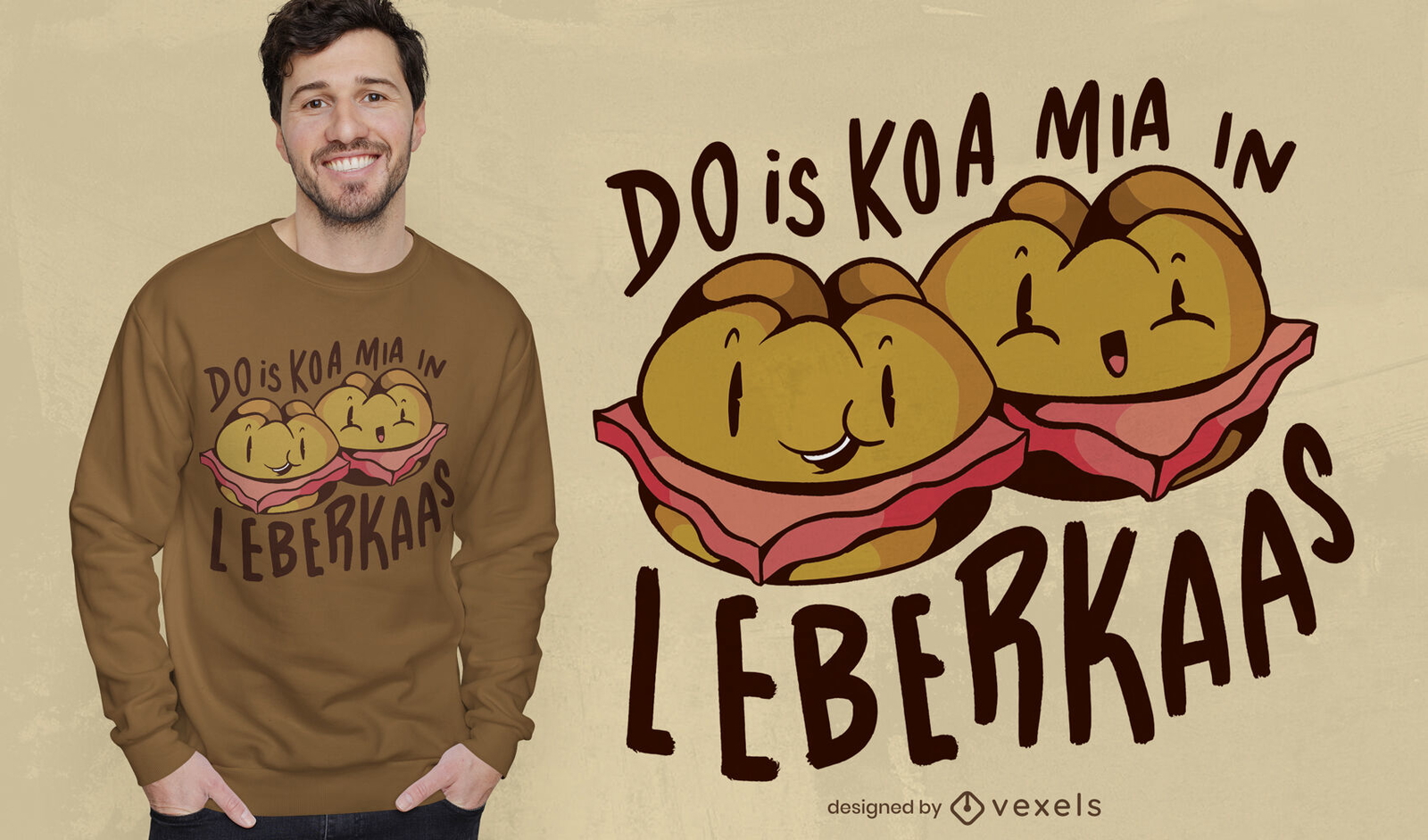 Deutsches Essen glückliches Gesicht T-Shirt-Design