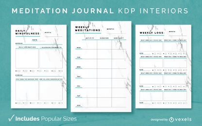 Marble meditation Journal Design Template KDP