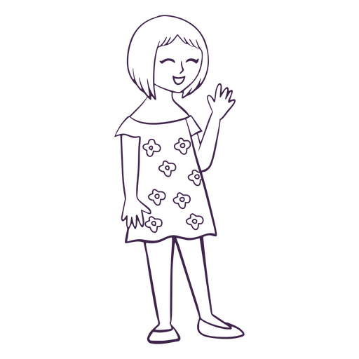 Girl stroke waving PNG Design