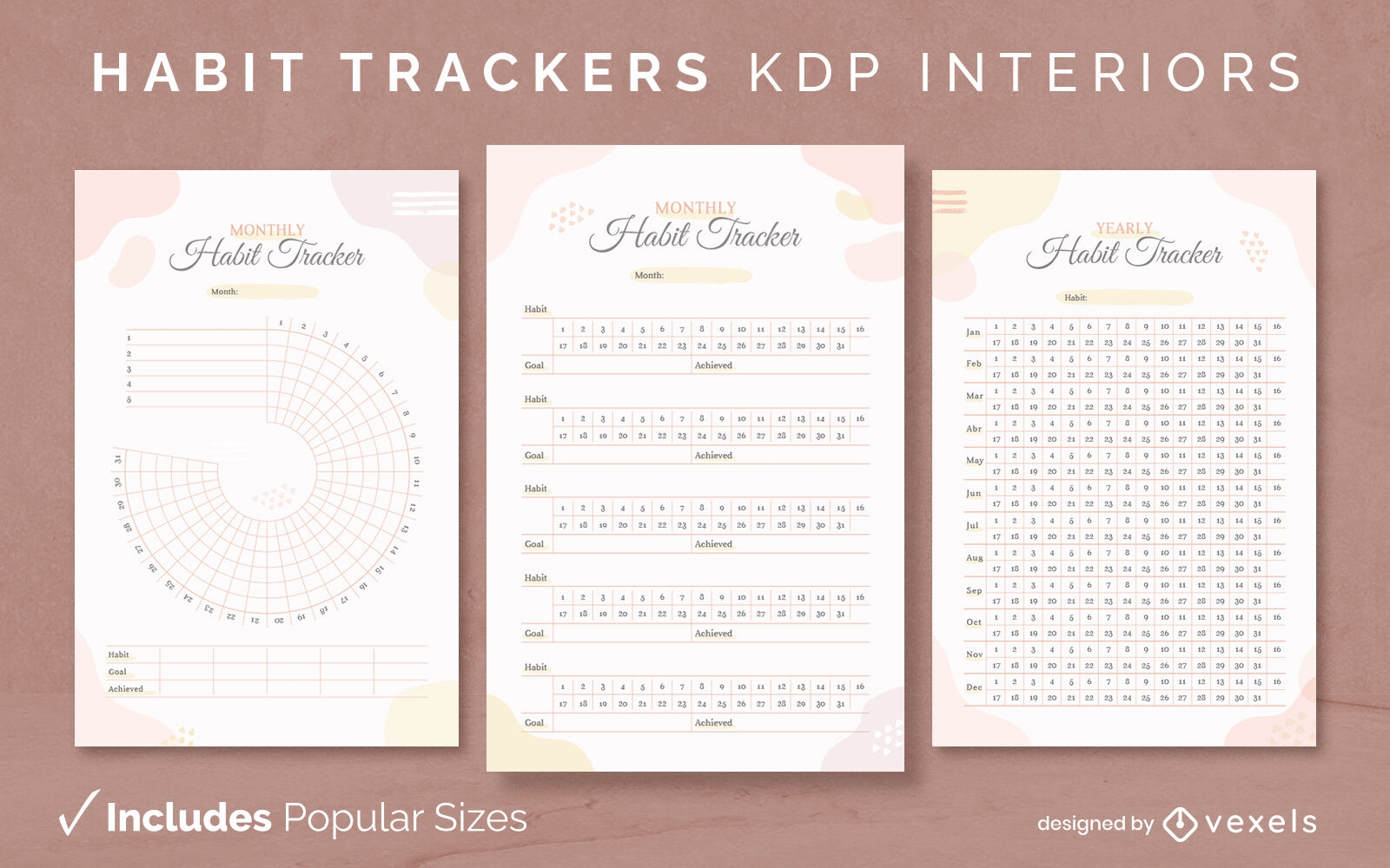 Habit tracker journal template KDP interior design