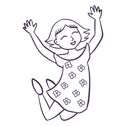 Chica trazo emocionado Diseño PNG