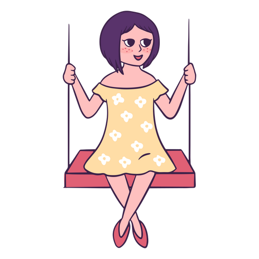 Girl color stroke swing PNG Design