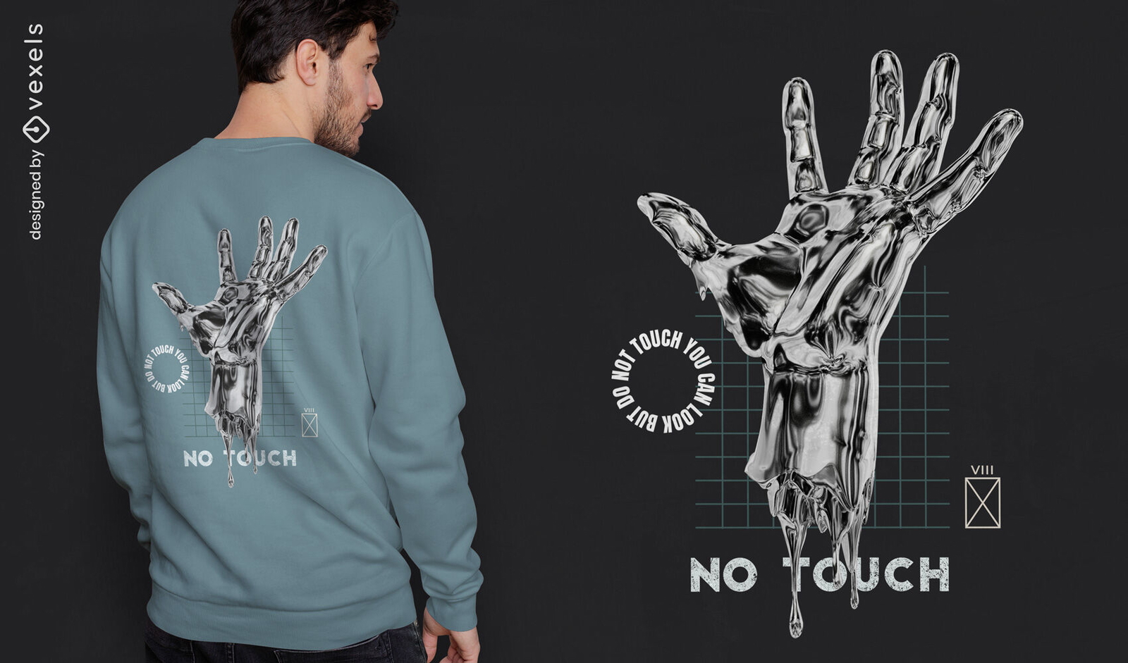 Camiseta de derretimento de mão líquida de robô 3D psd