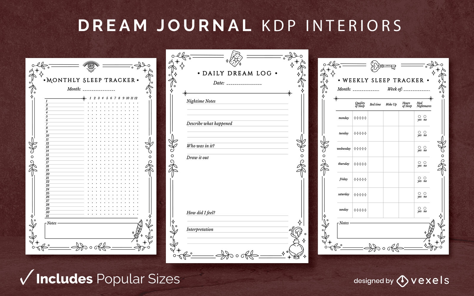 Modelo de design de diário de sonhos místicos KDP