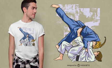 Women doing jiu jitsu martial arts t-shirt design