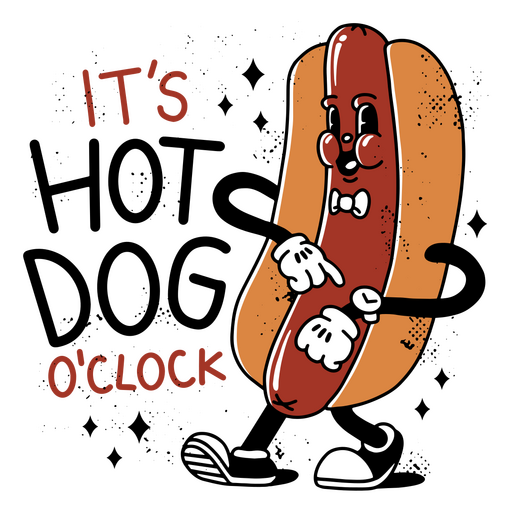 Hot dog retro cartoon quote badge PNG Design