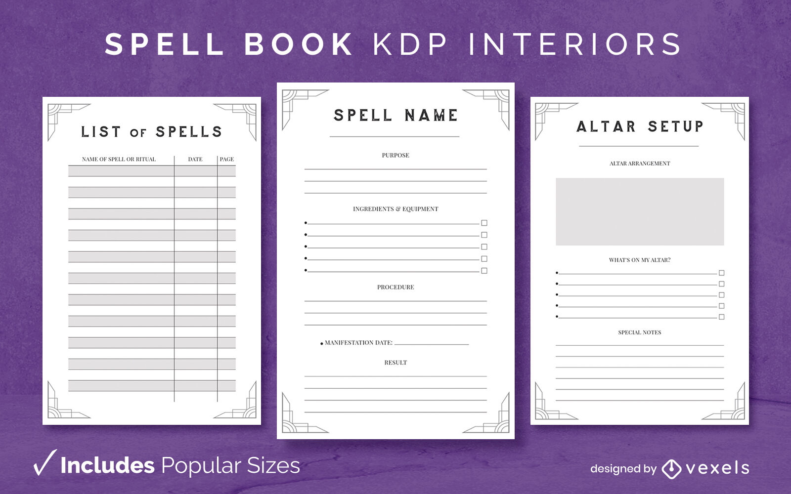 Livro de feitiços simples design de interiores KDP
