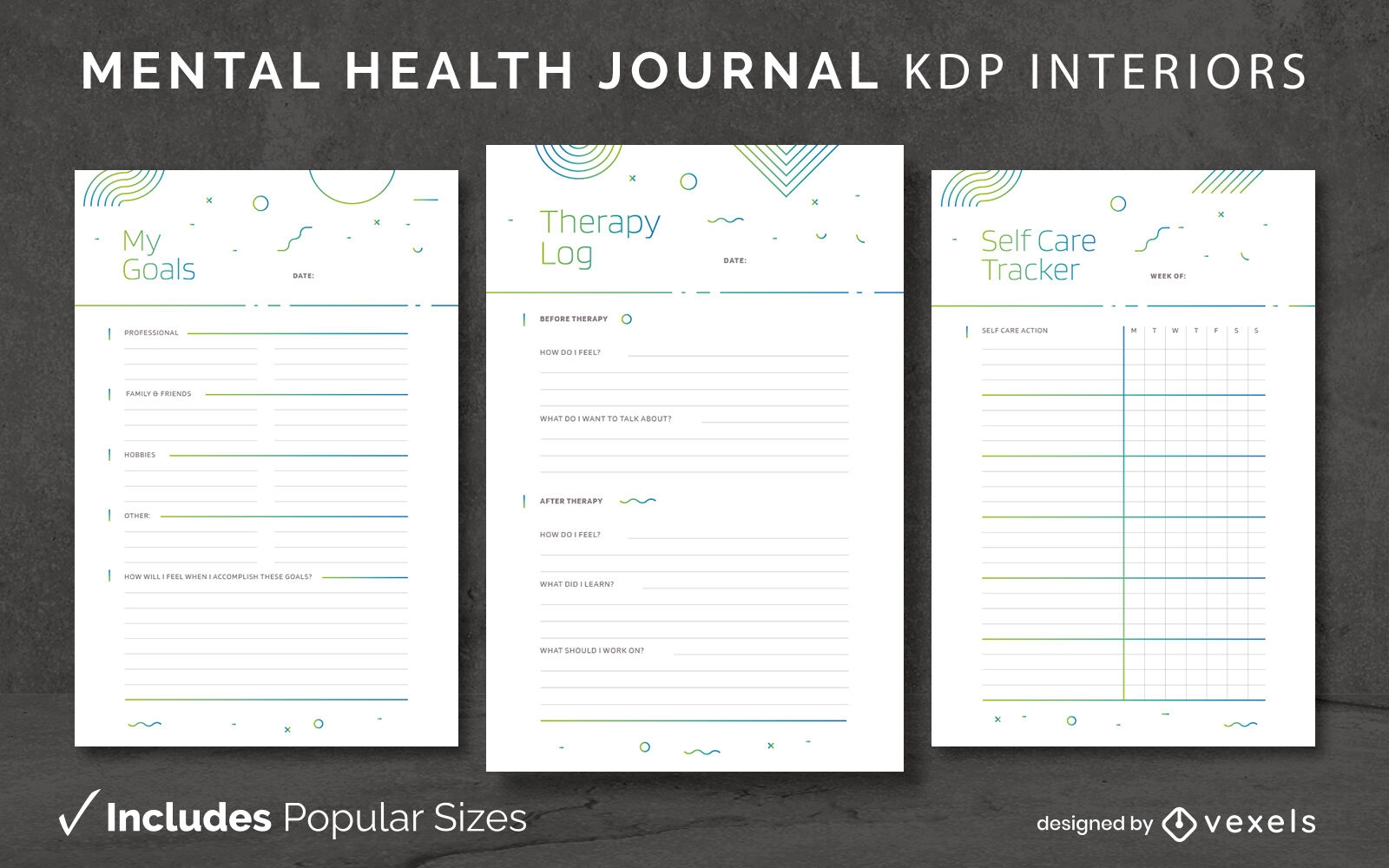 Geometric mental health Journal Design Template KDP