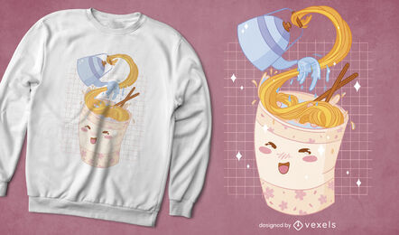 Design de camiseta kawaii de comida Ramen