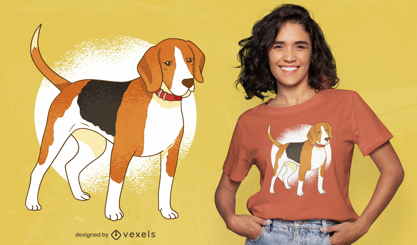 Diseño de camiseta de animal de raza de perro Beagle