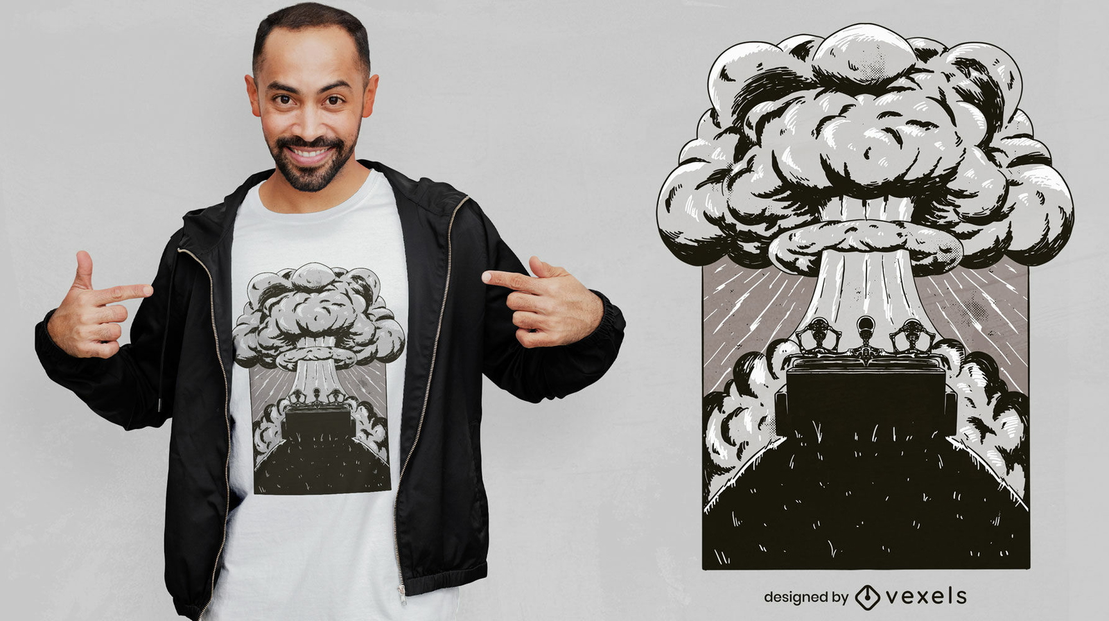 Esqueletos e design de camiseta de explosão