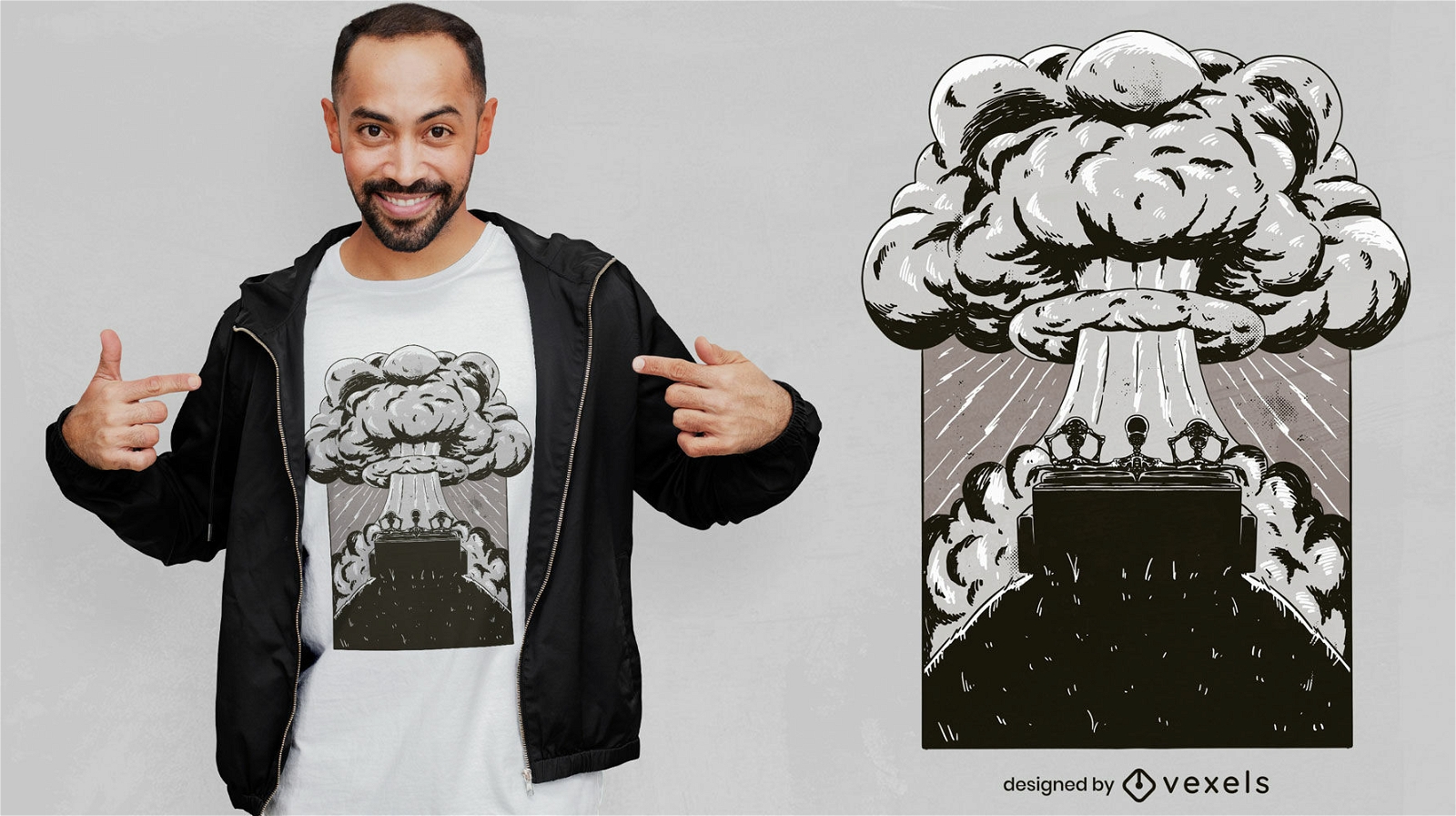 Skelette und Explosion T-Shirt-Design