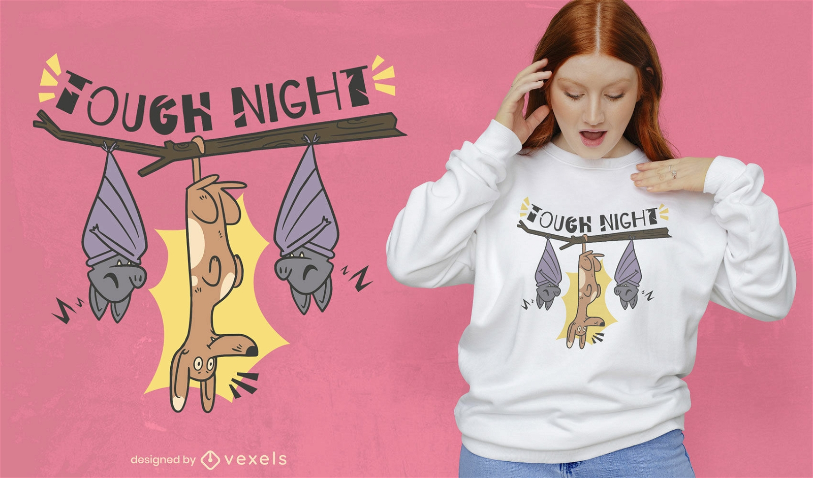 Hunde- und Fledermaus-Nachtzitat-T-Shirt-Design