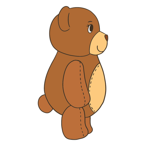 Traço de cor animal de urso de pelúcia lateral Desenho PNG