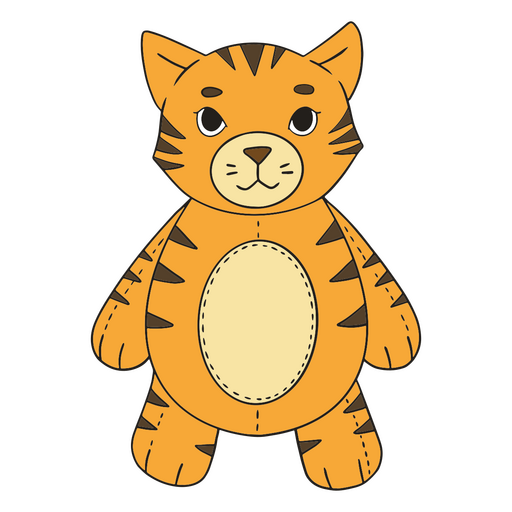 Traço de cor animal tigre de pelúcia Desenho PNG