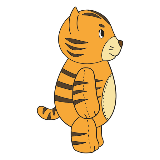 Seitlicher Plüsch-Tiger-Tier-Farbstrich PNG-Design