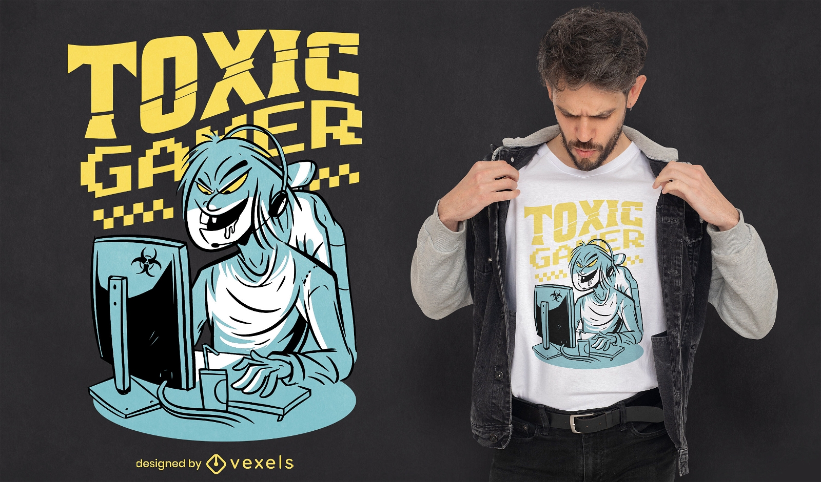 Design de camiseta de jogador tóxico