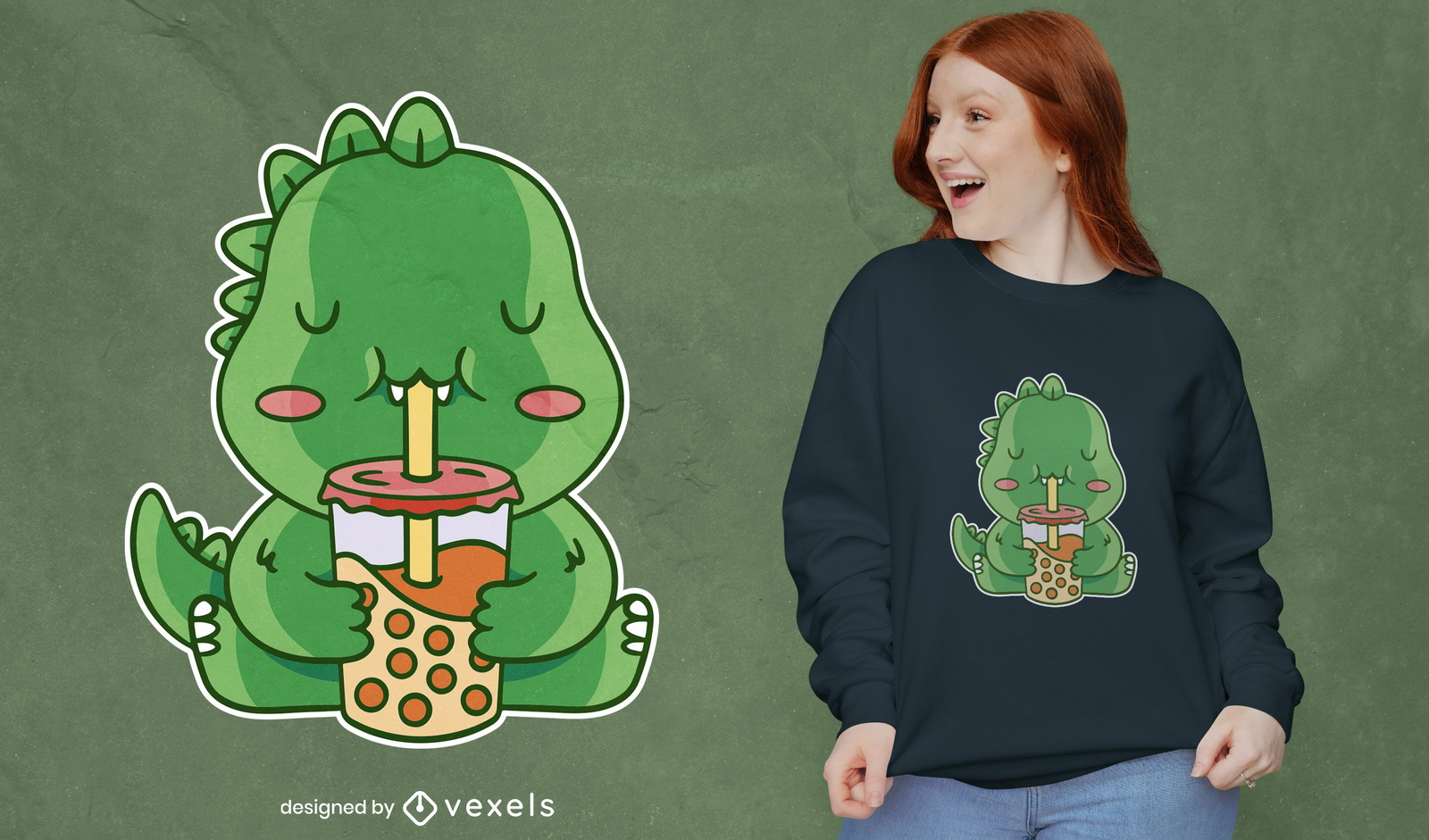 Design de camiseta bebendo chá de dinossauro bebê