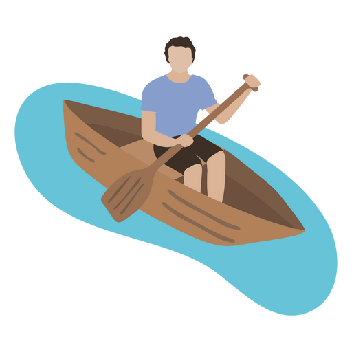 Homem em canoa plana Desenho PNG
