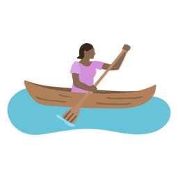 Mulher em vista lateral de canoa Desenho PNG