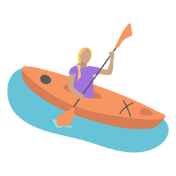 Garota plana de caiaque navegando Desenho PNG