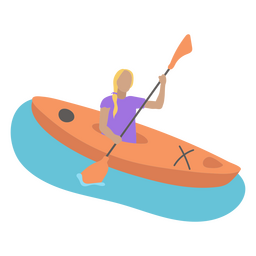 Kayak flat girl sailing PNG Design