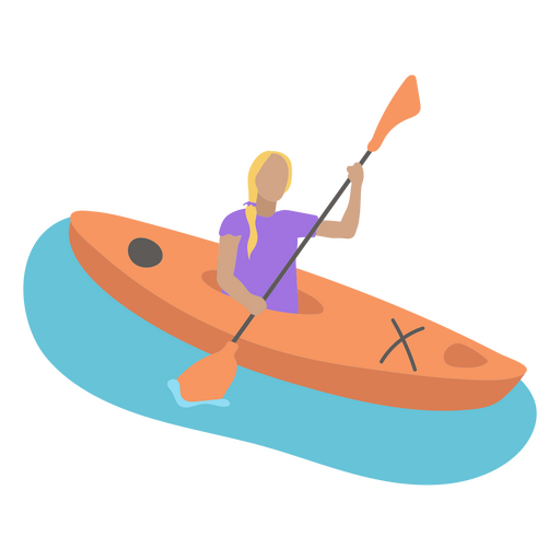 Garota plana de caiaque navegando