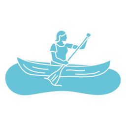 Mujer recortada en kayak navegando Diseño PNG