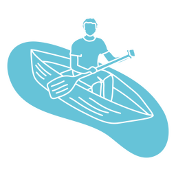 Kayak cortado chico navegando Diseño PNG