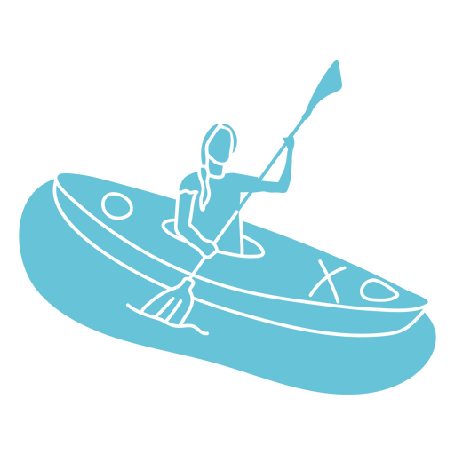 Chica recortada en kayak navegando Diseño PNG
