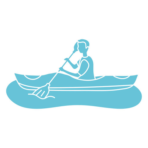 Hombre recortado en kayak navegando Diseño PNG