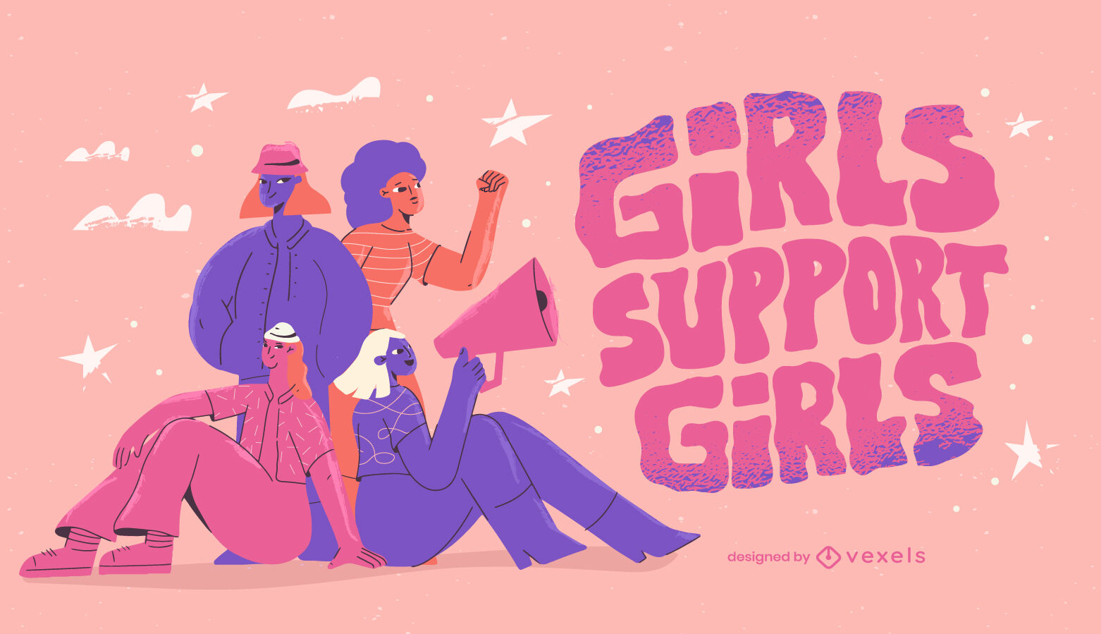 Garotas feministas citam ilustração