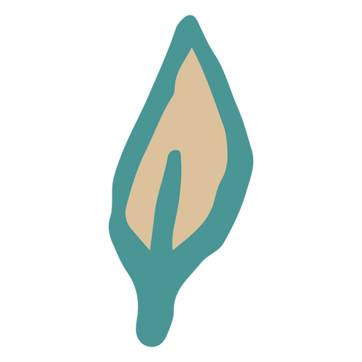 Dibujo plano de hoja marrón. Diseño PNG