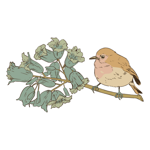 Flores y pájaros vintage Diseño PNG