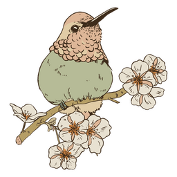 Vintage bird and flowers PNG Design