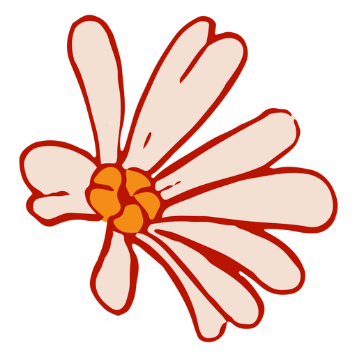 Flor de margarita con contorno rojo Diseño PNG