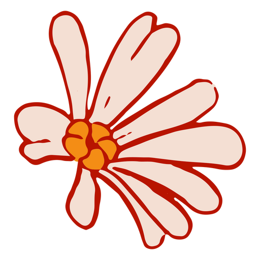 Gänseblümchen-Blume mit rotem Umriss PNG-Design