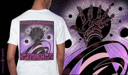 Cosmic hand and planets t-shirt design