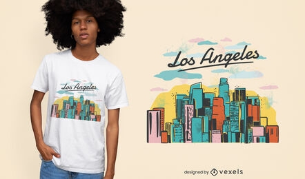 Diseño de camiseta retro del horizonte de Los Ángeles