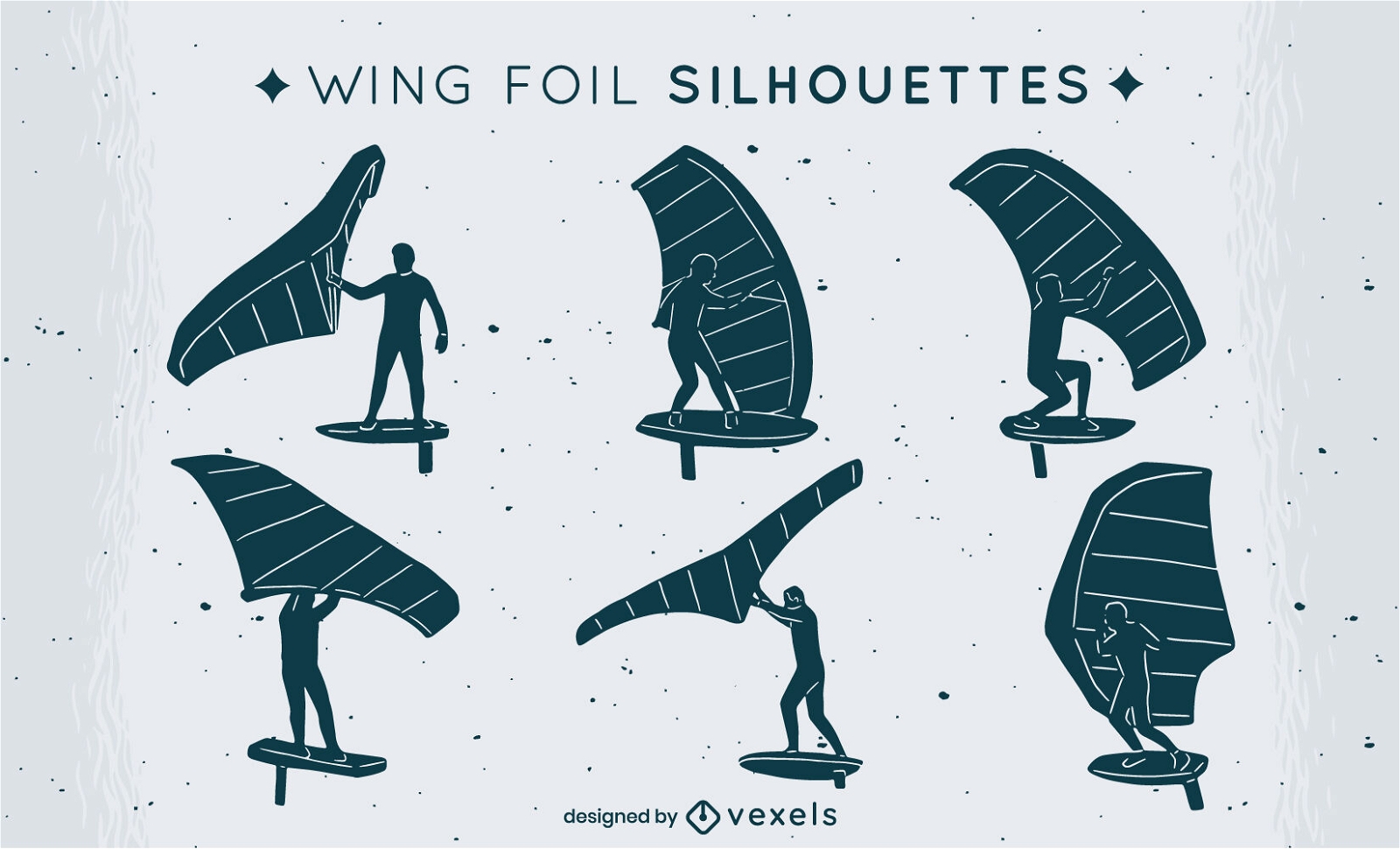 Wing foil silhouettes set