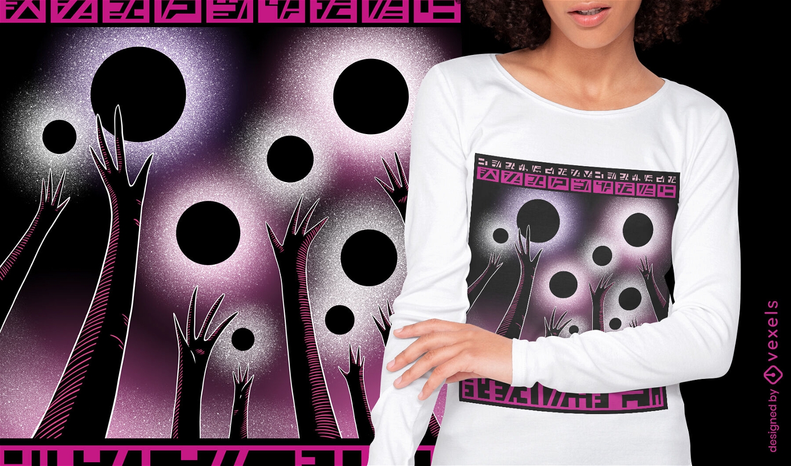 Diseño de camiseta de fantasía de manos alienígenas cósmicas