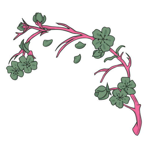 Flowers falling from branch PNG Design