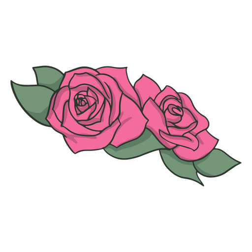 Trazo de color de rosas rosadas Diseño PNG