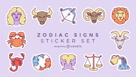 Conjunto de adesivos de signos do zodíaco
