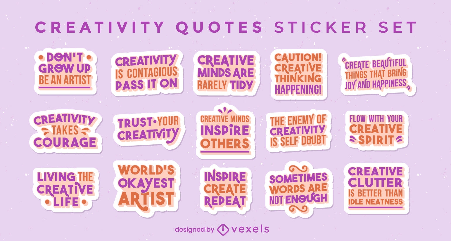 Conjunto de adesivos de citações de criatividade
